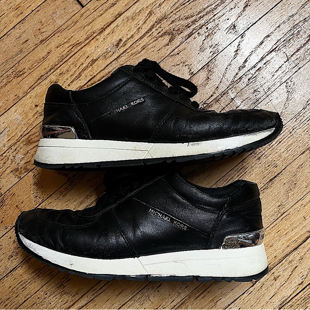 Michael Kors Women's Allie Wrap Trainer Logo Sneakers COLOR:  BLACK LEATHER